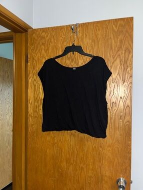 Bar III Black Cropped Boatneck Top